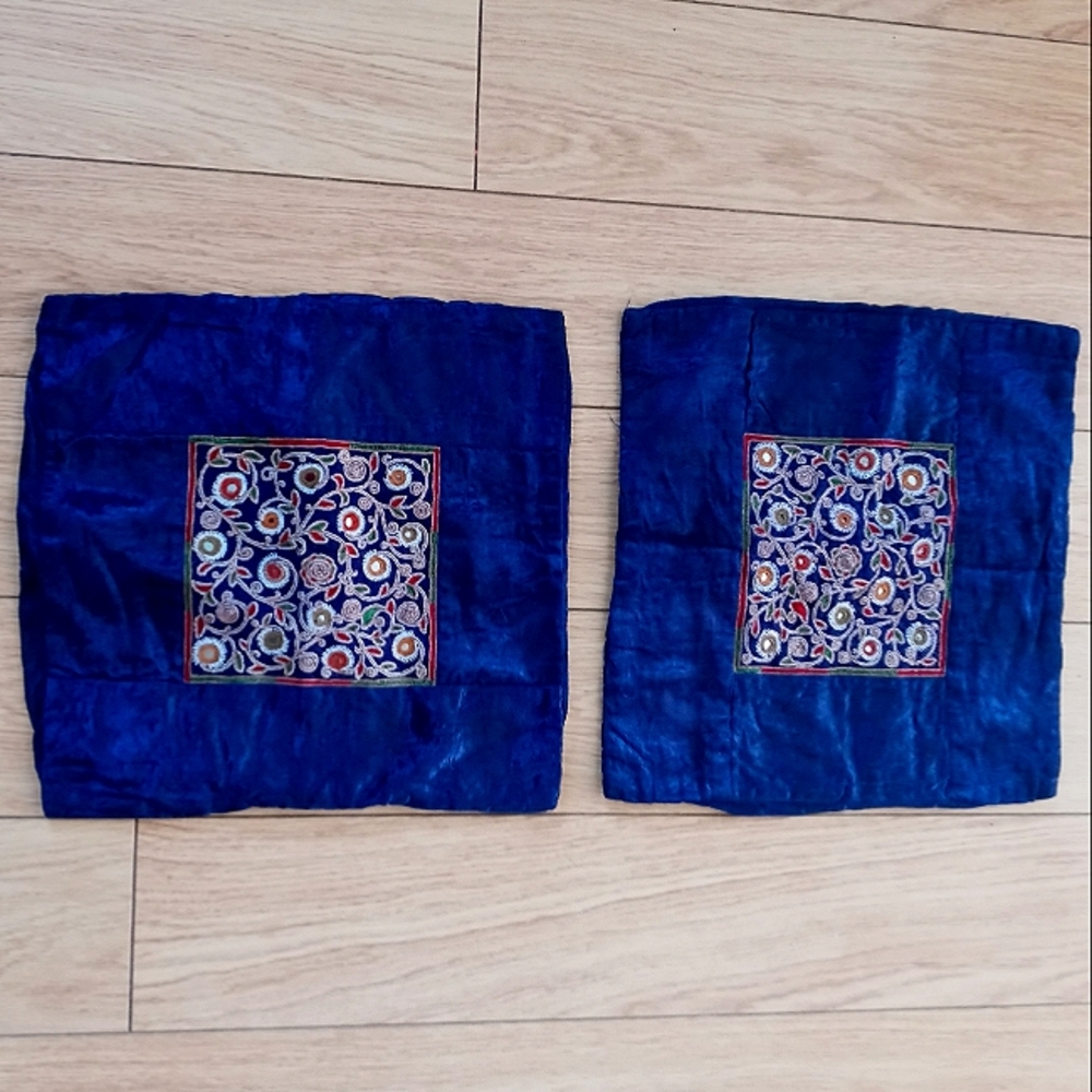 Set of Boho Velvet Embroidered Pillow Cases